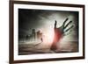 Zombie Rising. A Hand Rising From The Ground!-Solarseven-Framed Art Print