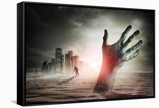 Zombie Rising. A Hand Rising From The Ground!-Solarseven-Framed Stretched Canvas