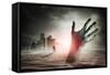 Zombie Rising. A Hand Rising From The Ground!-Solarseven-Framed Stretched Canvas