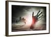 Zombie Rising. A Hand Rising From The Ground!-Solarseven-Framed Art Print