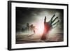 Zombie Rising. A Hand Rising From The Ground!-Solarseven-Framed Art Print