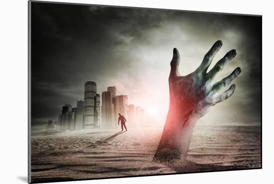 Zombie Rising. A Hand Rising From The Ground!-Solarseven-Mounted Art Print