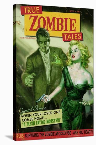 Zombie Tales Pulp by Retro-A-Go-Go Poster-null-Stretched Canvas