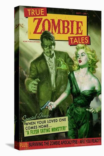 Zombie Tales Pulp by Retro-A-Go-Go Poster-null-Stretched Canvas