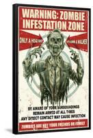 Zombie Warning Sign by Retro-A-Go-Go Poster-null-Framed Poster
