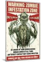 Zombie Warning Sign by Retro-A-Go-Go Poster-null-Mounted Poster