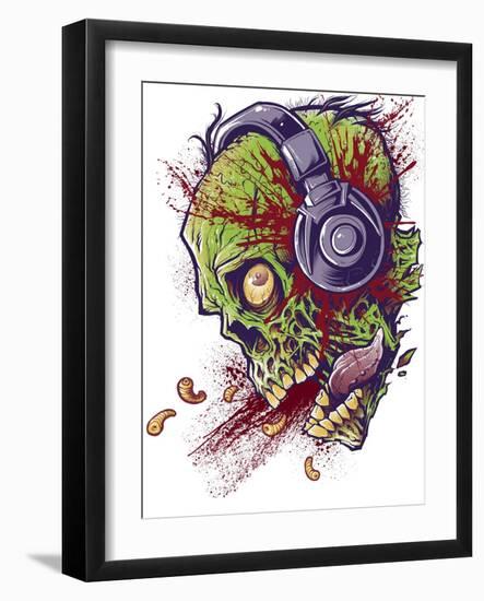 Zombie With Headphones-FlyLand Designs-Framed Giclee Print