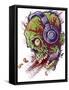 Zombie With Headphones-FlyLand Designs-Framed Stretched Canvas