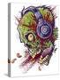 Zombie With Headphones-FlyLand Designs-Stretched Canvas