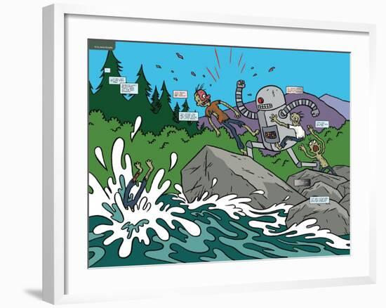 Zombies vs. Robots: No. 7 - Page Spread-James Kochalka-Framed Art Print