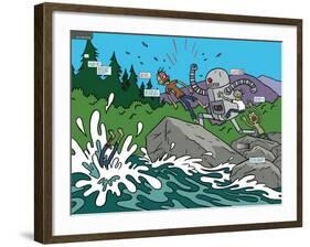 Zombies vs. Robots: No. 7 - Page Spread-James Kochalka-Framed Art Print