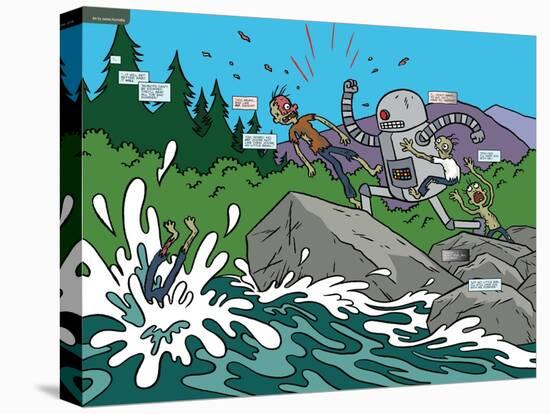 Zombies vs. Robots: No. 7 - Page Spread-James Kochalka-Stretched Canvas