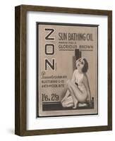 Zon Sunbathing Oil Which Makes You 'A Glorious Brown'-null-Framed Art Print