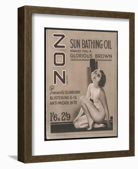 Zon Sunbathing Oil Which Makes You 'A Glorious Brown'-null-Framed Art Print