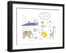 Zoo Alphabet - A, B, C, D, E, F, G Letters-Lera Efremova-Framed Art Print