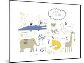 Zoo Alphabet - A, B, C, D, E, F, G Letters-Lera Efremova-Mounted Art Print