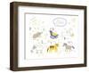 Zoo Alphabet - P, Q, R, S, T, U Letters-Lera Efremova-Framed Art Print