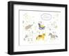 Zoo Alphabet - P, Q, R, S, T, U Letters-Lera Efremova-Framed Art Print