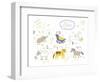 Zoo Alphabet - P, Q, R, S, T, U Letters-Lera Efremova-Framed Art Print