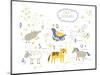 Zoo Alphabet - P, Q, R, S, T, U Letters-Lera Efremova-Mounted Art Print