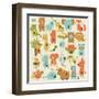 Zoo Alphabet with Cute Animals in Cartoon Style.-Kaliaha Volha-Framed Art Print