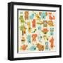 Zoo Alphabet with Cute Animals in Cartoon Style.-Kaliaha Volha-Framed Art Print