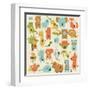 Zoo Alphabet with Cute Animals in Cartoon Style.-Kaliaha Volha-Framed Art Print