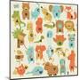 Zoo Alphabet with Cute Animals in Cartoon Style.-Kaliaha Volha-Mounted Art Print