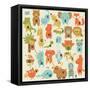 Zoo Alphabet with Cute Animals in Cartoon Style.-Kaliaha Volha-Framed Stretched Canvas