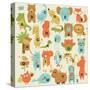 Zoo Alphabet with Cute Animals in Cartoon Style.-Kaliaha Volha-Stretched Canvas