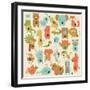 Zoo Alphabet with Cute Animals in Cartoon Style.-Kaliaha Volha-Framed Art Print