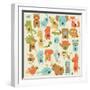 Zoo Alphabet with Cute Animals in Cartoon Style.-Kaliaha Volha-Framed Art Print