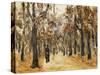 Zoological Gardens in Autumn with Figures Walking; Tiergarten Im Herbst Mit Spaziergangern-Max Liebermann-Stretched Canvas