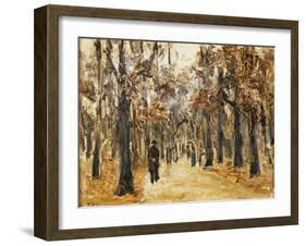 Zoological Gardens in Autumn with Figures Walking; Tiergarten Im Herbst Mit Spaziergangern-Max Liebermann-Framed Giclee Print