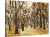 Zoological Gardens in Autumn with Figures Walking; Tiergarten Im Herbst Mit Spaziergangern-Max Liebermann-Stretched Canvas