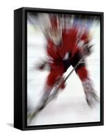 Zoom Explosion View of Ice Hockey Player-Paul Sutton-Framed Stretched Canvas