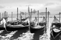 Gondolas near Saint Mark Square in Venice, Italy. Black and White Image.-Zoom-zoom-Photographic Print