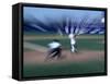 Zoomed View of Batter, Catcher and Umpire at Home Plate-null-Framed Stretched Canvas