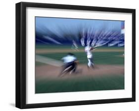 Zoomed View of Batter, Catcher and Umpire at Home Plate-null-Framed Photographic Print