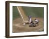 Zoomed View of Batter, Catcher and Umpire at Home Plate-null-Framed Photographic Print