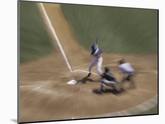 Zoomed View of Batter, Catcher and Umpire at Home Plate-null-Mounted Photographic Print