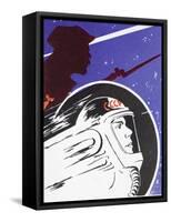 Zooming Soviet Cosmonaut Alongside a Revolutionary Soldier-null-Framed Stretched Canvas