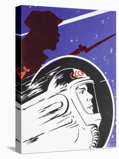Zooming Soviet Cosmonaut Alongside a Revolutionary Soldier-null-Stretched Canvas