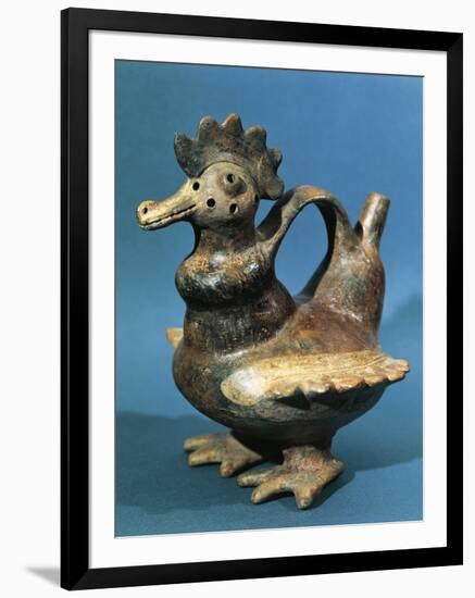 Zoomopomorphic Polychrome Terracotta Vessel in Rooster Shape, Vicus Culture, Circa 100 B.C.-null-Framed Photographic Print