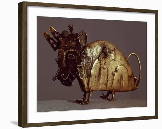 Zoomorphic Figurine in Molten Gold Lost Wax-null-Framed Giclee Print