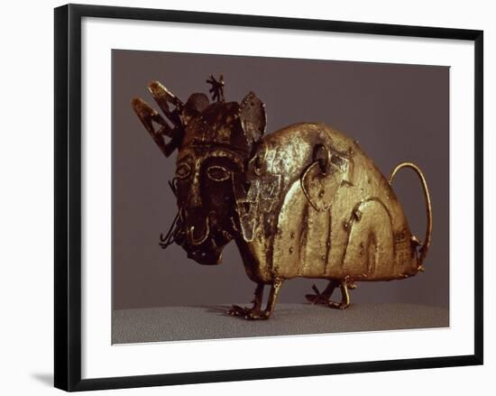 Zoomorphic Figurine in Molten Gold Lost Wax-null-Framed Giclee Print