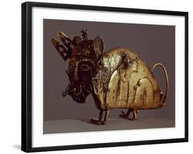 Zoomorphic Figurine in Molten Gold Lost Wax-null-Framed Giclee Print