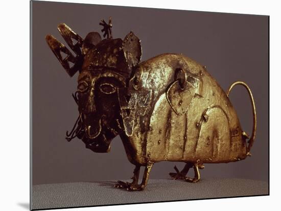 Zoomorphic Figurine in Molten Gold Lost Wax-null-Mounted Giclee Print