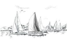 Sailing Yachts and Boat Illustration-ZoomTeam-Art Print