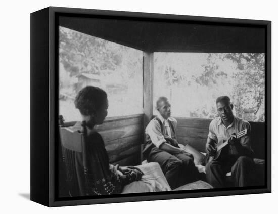 Zora Neale Hurston, Rochelle French, and Gabriel Brown, in Eatonville, Florida Recording, 1935-null-Framed Stretched Canvas